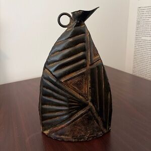 Vintage-Style Art Deco Black & Gold Metal Bud Vase / Mini Pitcher